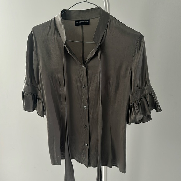 Emporio Armani | Silk Tie Neck Button down blouse - Picture 1 of 5